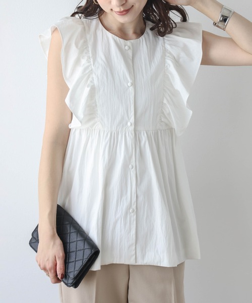 Lajour(ラジュール)の「ラッフルフリルペプラムブラウス(シャツ/ブラウス・レディース・ブラック/ホワイト・フリー)」の3枚目の写真