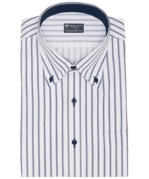 【セール】インナー付き 形態安定ノーアイロン ボタンダウン 半袖ビジネスワイシャツ（ビジネスシャツ）｜TOKYO SHIRTS（トウキョウシャツ）
