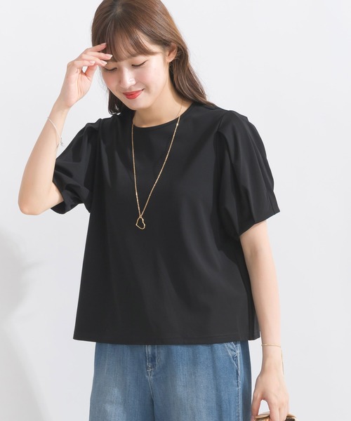 PICCIN（ピッチン）の「タックスリーブカットソー（Tシャツ/カットソー・レディース・オフホワイト/ブラック・M）」の2枚目の写真