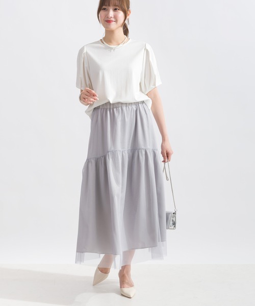 PICCIN（ピッチン）の「タックスリーブカットソー（Tシャツ/カットソー・レディース・オフホワイト/ブラック・M）」の8枚目の写真