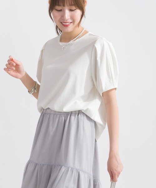 PICCIN（ピッチン）の「タックスリーブカットソー（Tシャツ/カットソー・レディース・オフホワイト/ブラック・M）」の4枚目の写真