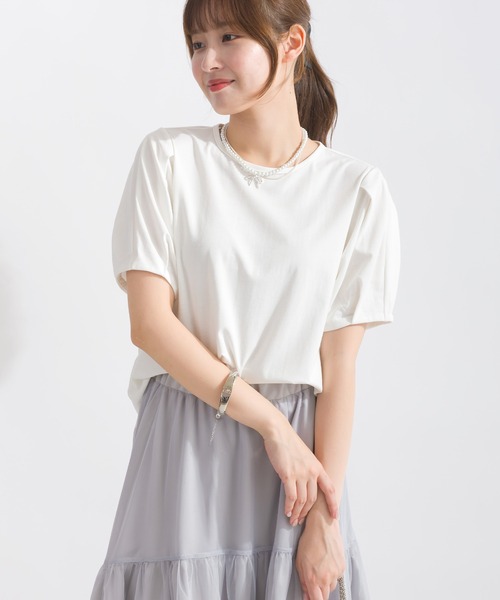 PICCIN（ピッチン）の「タックスリーブカットソー（Tシャツ/カットソー・レディース・オフホワイト/ブラック・M）」の7枚目の写真