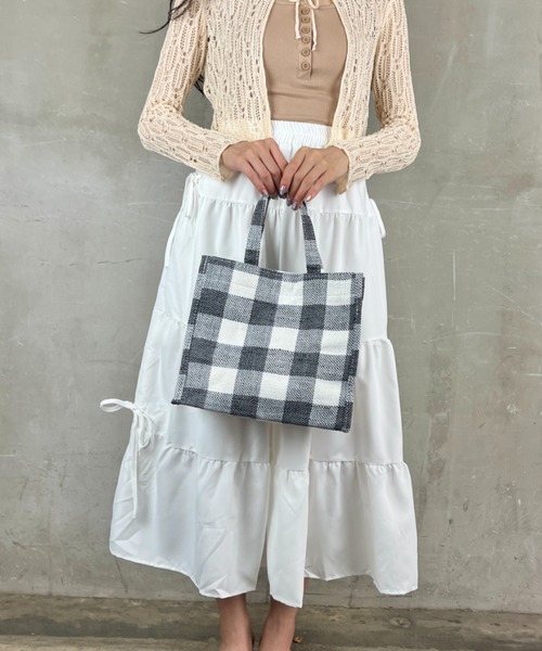 Loco Ocean（ロコオーシャン）の「【ブロックチェック】マチあり ナチュラルバッグ /  ハンドバッグ（トートバッグ・レディース・ブラック/ネイビー/レッド・ONE SIZE）」の14枚目の写真