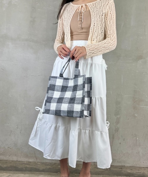 Loco Ocean（ロコオーシャン）の「【ブロックチェック】マチあり ナチュラルバッグ /  ハンドバッグ（トートバッグ・レディース・ブラック/ネイビー/レッド・ONE SIZE）」の15枚目の写真