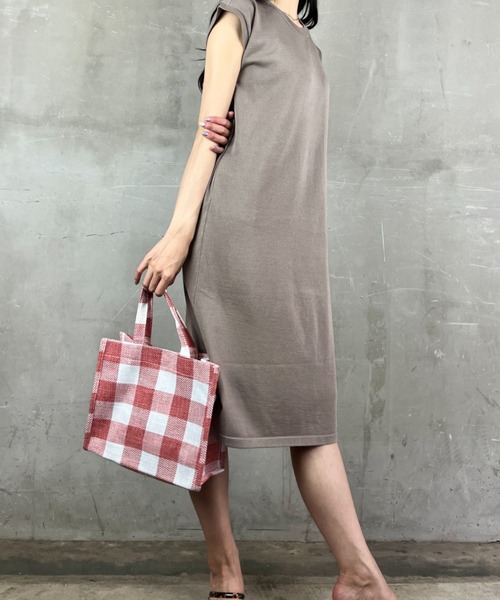 Loco Ocean（ロコオーシャン）の「【ブロックチェック】マチあり ナチュラルバッグ /  ハンドバッグ（トートバッグ・レディース・ブラック/ネイビー/レッド・ONE SIZE）」の6枚目の写真