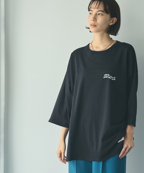 SUNNY  SPORTS（サニースポーツ）の「SunnySports別注フットボールTシャツ（Tシャツ/カットソー・レディース・ブラック/ナチュラル/ダークグレー・FREE）」の4枚目の写真
