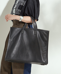 【A VACATION/ア ヴァケーション】TANK LEATHER BLACK:トートバッグ
