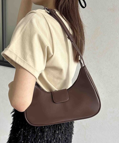 Thevon（ゼボン）の「ハーフムーンワンハンドルバッグ（ショルダーバッグ・レディース・ブラック/マスタード/ダークブラウン・FREE）」の3枚目の写真