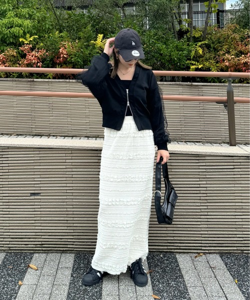 y/m by misato（イムバイミサト）の「フロントジップジャガードナロ－スカート（スカート・レディース・アイボリー/ブラック・FREE）」の12枚目の写真