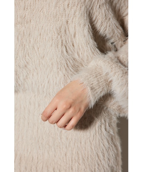 rienda（リエンダ）の「オフショルシャギーミニニットワンピース 秋服 冬服（ワンピース・レディース・ベージュ/ブラック/ライトピンク/ホワイト/ライトグレー・FREE）」の20枚目の写真