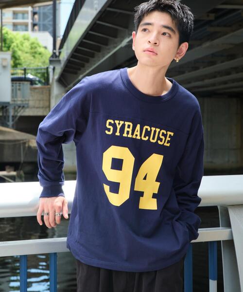WEGO(ウィゴー)の「WEGO/ナンバリングフットボールBIGロン T(Tシャツ/カットソー・メンズ・ネイビー/オフホワイト/ダークグリーン・MEDIUM/LARGE)」の13枚目の写真