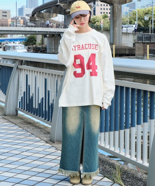 WEGO(ウィゴー)の「WEGO/ナンバリングフットボールBIGロン T(Tシャツ/カットソー・メンズ・ネイビー/オフホワイト/ダークグリーン・MEDIUM/LARGE)」の8枚目の写真
