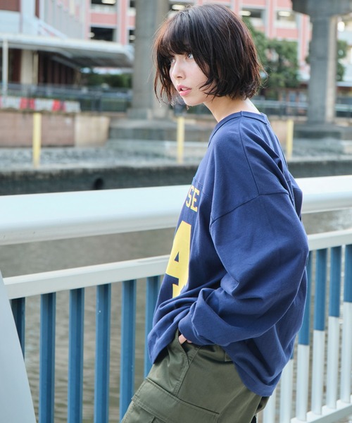 WEGO(ウィゴー)の「WEGO/ナンバリングフットボールBIGロン T(Tシャツ/カットソー・メンズ・ネイビー/オフホワイト/ダークグリーン・MEDIUM/LARGE)」の10枚目の写真