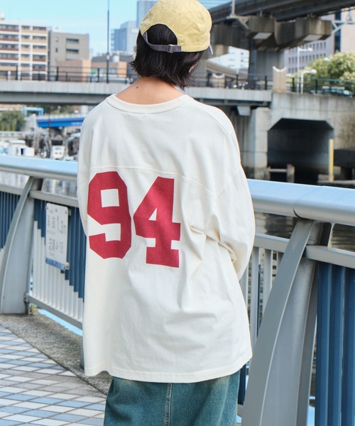 WEGO(ウィゴー)の「WEGO/ナンバリングフットボールBIGロン T(Tシャツ/カットソー・メンズ・ネイビー/オフホワイト/ダークグリーン・MEDIUM/LARGE)」の7枚目の写真