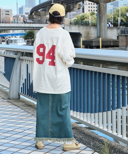 WEGO(ウィゴー)の「WEGO/ナンバリングフットボールBIGロン T(Tシャツ/カットソー・メンズ・ネイビー/オフホワイト/ダークグリーン・MEDIUM/LARGE)」の4枚目の写真