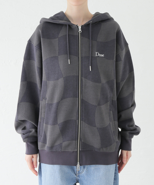 DIME（ダイム）の「【Dime/ダイム】 CLASSIC CHECKMATE ZIP-HOODIE：裏起毛ジップパーカー（パーカー・レディース・チャコールグレー/ネイビー・SMALL/MEDIUM）」の10枚目の写真