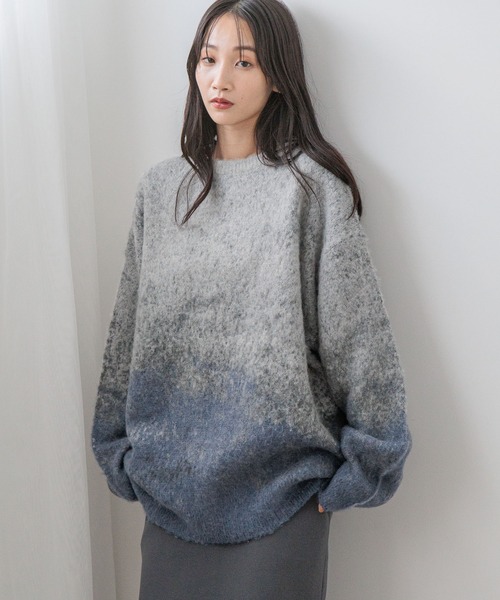 LOWRYS FARM（ローリーズファーム）の「アブストラクトジャガードニット 132883（ニット/セーター・メンズ・グリーン/グレー/ブルー・FREE）」の2枚目の写真