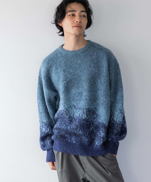 LOWRYS FARM（ローリーズファーム）の「アブストラクトジャガードニット 132883（ニット/セーター・メンズ・グリーン/グレー/ブルー・FREE）」の3枚目の写真