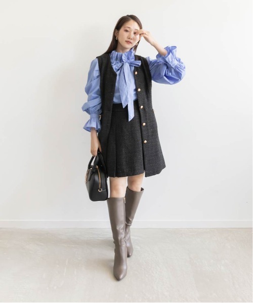 RANDA(ランダ)の「微ラメツイードミニスカショーパン(その他パンツ・レディース・アイボリー/ブラック/ブルー・0/1)」の9枚目の写真