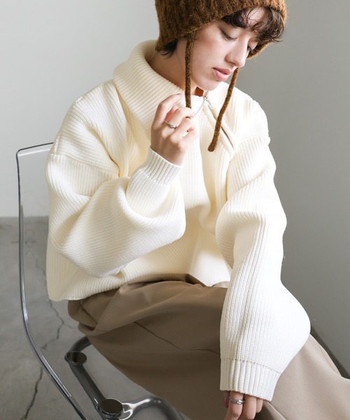 セール】アシメジップニットトップス（ニット/セーター）｜select MOCA