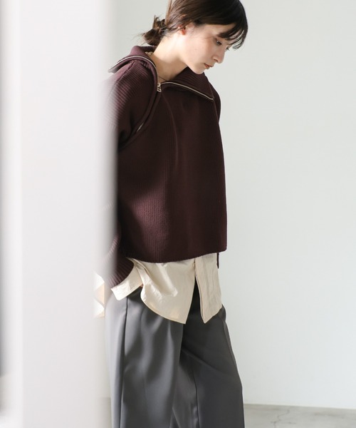 select MOCA（セレクトモカ）の「アシメジップニットトップス（ニット/セーター・レディース・ブラウン/アイボリー/ブラック・FREE）」の20枚目の写真
