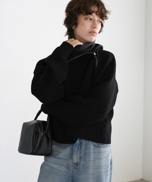 セール】アシメジップニットトップス（ニット/セーター）｜select MOCA