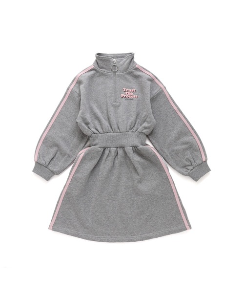 JENNI love（ジェニィラブ）の「【コットン100％】ダブルラインハーフZIPワンピ（ワンピース・キッズ・グレー/ブラック・130cm/140cm/150cm/160cm）」の10枚目の写真