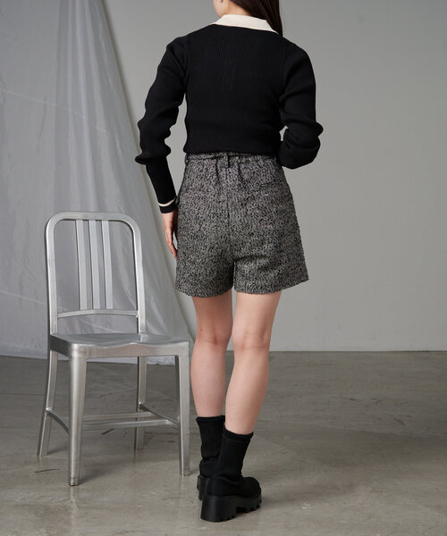 RAY CASSIN（レイカズン）の「【5色展開】配色ポロパフニット（ニット/セーター・レディース・アイボリー/ブラック系その他2/レッド系その他2/グレー系その他2/ブラウン系その他2・FREE）」の8枚目の写真