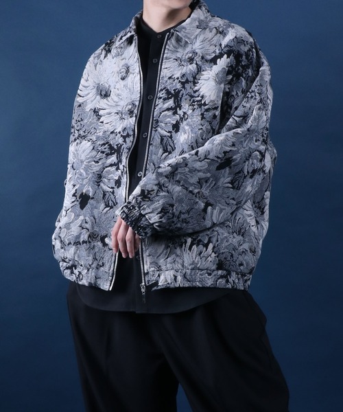 ANPAS（アンパス）の「Monotone Gobelin Weaving Flower Pattern Blouson/モノトーン ゴブラン織り フラワー 総柄 ブルゾン（ブルゾン・メンズ・グレー/ブラック・M/L）」の19枚目の写真