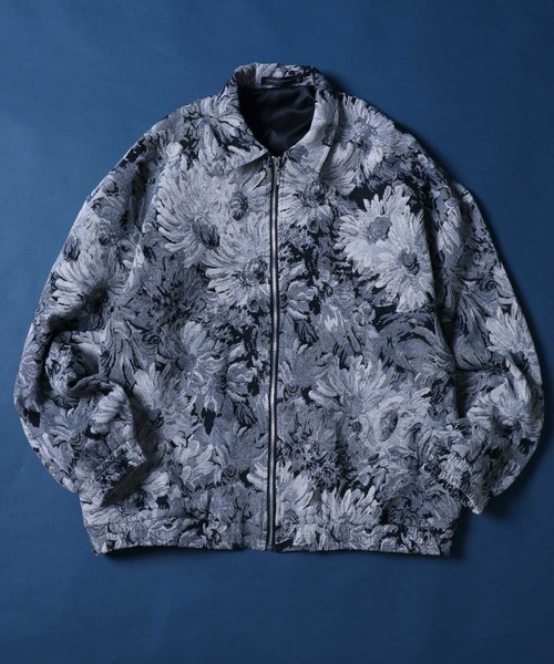 ANPAS（アンパス）の「Monotone Gobelin Weaving Flower Pattern Blouson/モノトーン ゴブラン織り フラワー 総柄 ブルゾン（ブルゾン・メンズ・グレー/ブラック・M/L）」の22枚目の写真