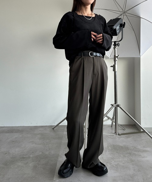 apres jour mignon(アプレジュールミニョン)の「ベロアレイヤードトップス【ZOZOTOWN限定アイテム】(Tシャツ/カットソー・レディース・ダークグリーン/ブラック/ベージュ/パープル・フリー/X-LARGE)」の9枚目の写真