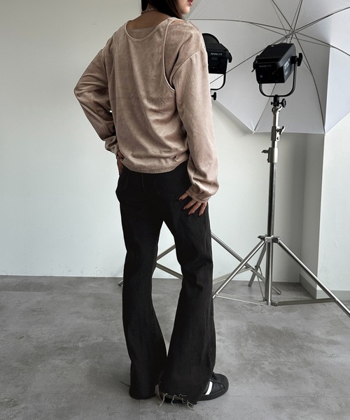 apres jour mignon(アプレジュールミニョン)の「ベロアレイヤードトップス【ZOZOTOWN限定アイテム】(Tシャツ/カットソー・レディース・ダークグリーン/ブラック/ベージュ/パープル・フリー/X-LARGE)」の18枚目の写真