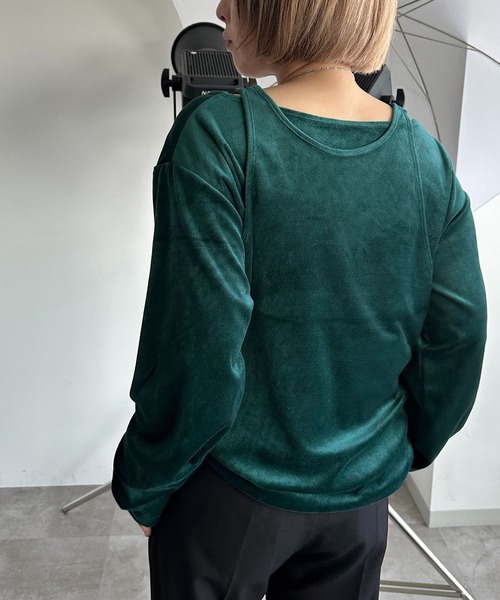 apres jour mignon(アプレジュールミニョン)の「ベロアレイヤードトップス【ZOZOTOWN限定アイテム】(Tシャツ/カットソー・レディース・ダークグリーン/ブラック/ベージュ/パープル・フリー/X-LARGE)」の22枚目の写真