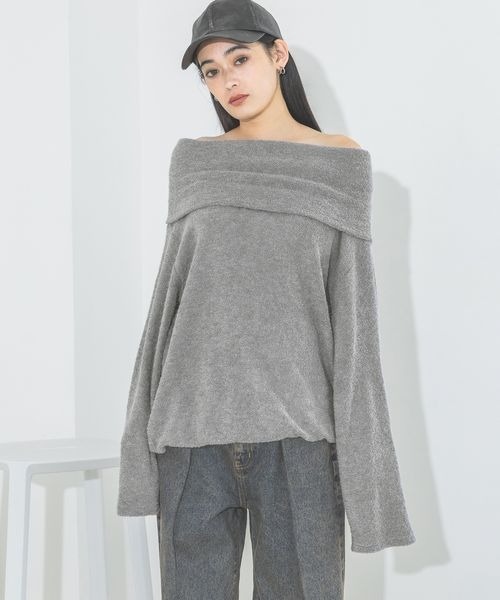 JEANASIS(ジーナシス)の「2WAYブークレオフショルプルオーバー/234325(Tシャツ/カットソー・レディース・グレー/チャコールグレー/ボルドー・FREE)」の8枚目の写真