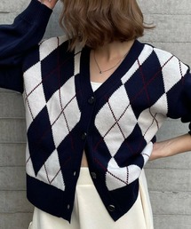 clear | アーガイル柄カーディガン [レトロ感 Vネックですっきり]≪2024AW新作≫(カーディガン/ボレロ)