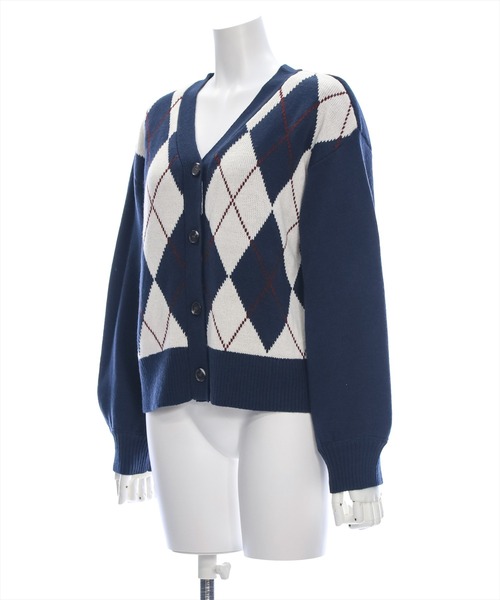 clear（クリア）の「アーガイル柄カーディガン [大人 カジュアル 着回し力抜群]≪再入荷≫（カーディガン/ボレロ・レディース・アイボリー/ネイビー/ベージュ・F）」の9枚目の写真