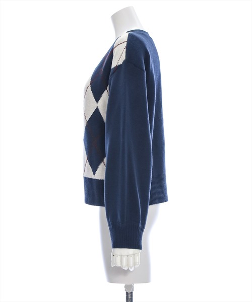 clear（クリア）の「アーガイル柄カーディガン [大人 カジュアル 着回し力抜群]≪再入荷≫（カーディガン/ボレロ・レディース・アイボリー/ネイビー/ベージュ・F）」の10枚目の写真