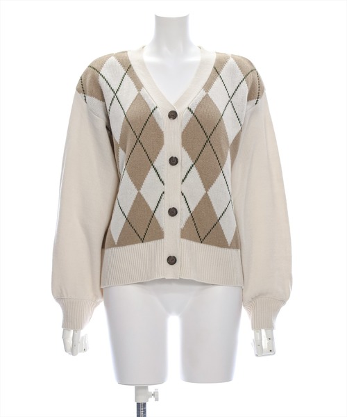 clear（クリア）の「アーガイル柄カーディガン [大人 カジュアル 着回し力抜群]≪再入荷≫（カーディガン/ボレロ・レディース・アイボリー/ネイビー/ベージュ・F）」の18枚目の写真