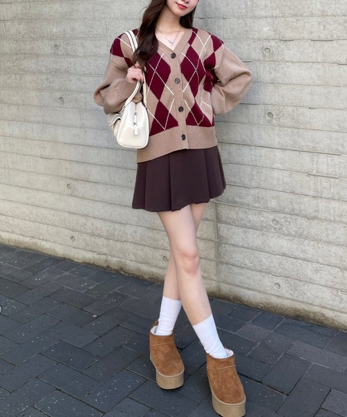 clear（クリア）の「アーガイル柄カーディガン [大人 カジュアル 着回し力抜群]≪再入荷≫（カーディガン/ボレロ・レディース・アイボリー/ネイビー/ベージュ・F）」の5枚目の写真