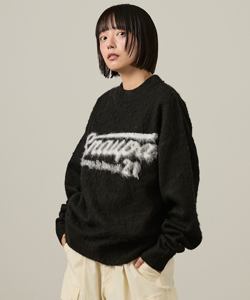 【Snap club】モヘアライクグラフィックニット M Snap club】モヘアライクグラフィックニット（ニット/セーター
