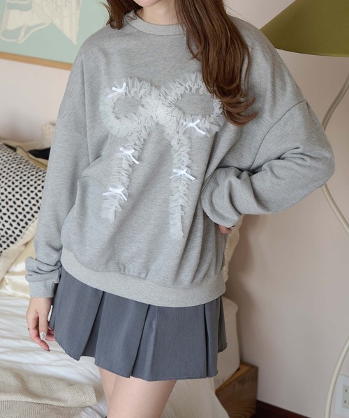 Ambre Neige(アンブルネージュ)の「チュールリボンスウェット/WEB/EC限定商品(スウェット・レディース・グレー/ブラック・FREE)」の11枚目の写真