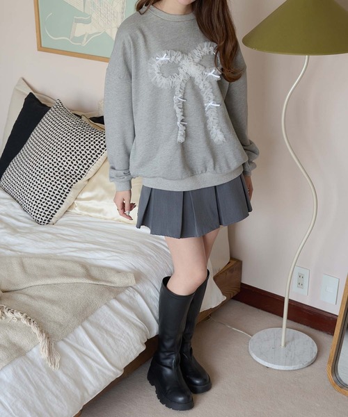 Ambre Neige(アンブルネージュ)の「チュールリボンスウェット/WEB/EC限定商品(スウェット・レディース・グレー/ブラック・FREE)」の14枚目の写真