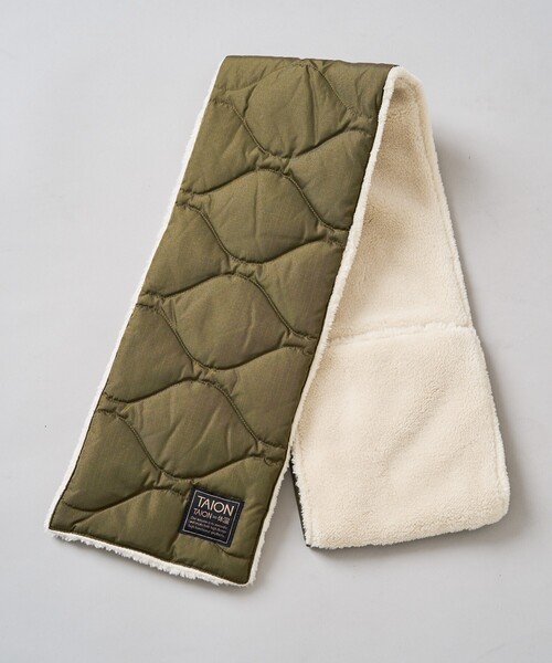 FREAK'S STORE(フリークスストア)の「限定展開 TAION/タイオン MILITARY REVERSIBLE DOWN SCARF ミリタリー リバーシブル ダウン スカーフ(マフラー)(マフラー・レディース・ベージュ/ブラック/オリーブ/オフホワイト・ONE SIZE)」の13枚目の写真