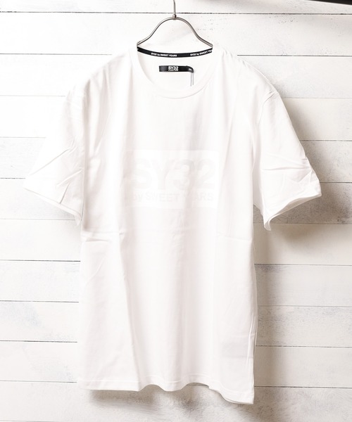 【セール】【SY32 by SWEET YEARS】BOXロゴT（Tシャツ/カットソー）｜SY32 by SWEET YEARS（エスワイサーティトゥバイスィートイヤーズ）