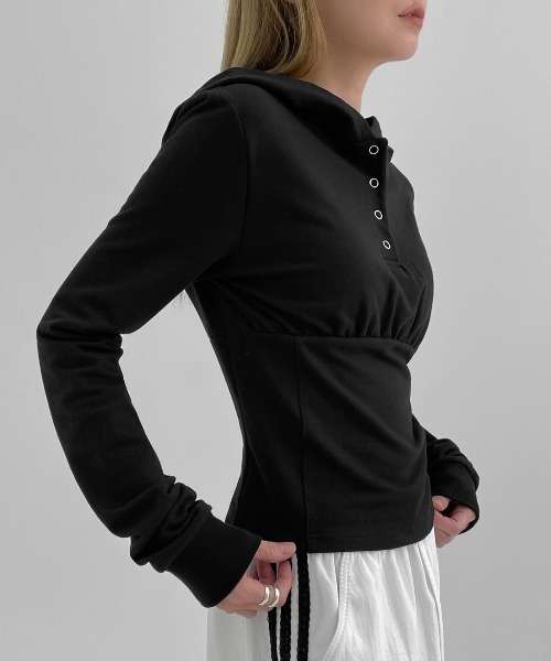 【セール】[MADE] チェロボタンパーカー長袖Tシャツ（パーカー）｜BLACKUP（ブラックアップ）