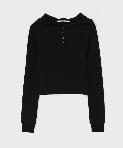 BLACKUP（ブラックアップ）の「[MADE] チェロボタンパーカー長袖Tシャツ（パーカー・レディース・グレー/ブラック・ONESIZE）」の3枚目の写真