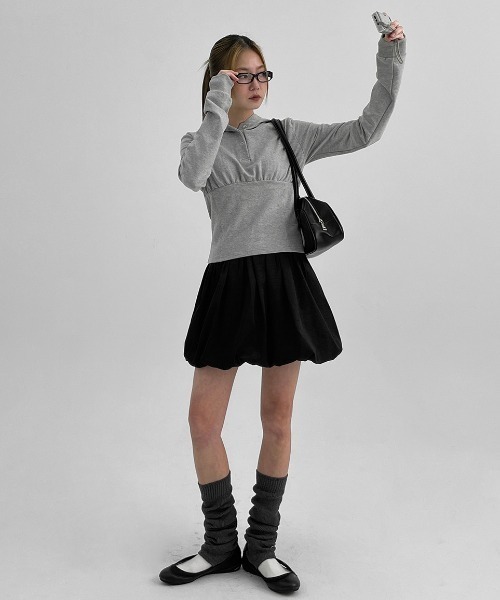 BLACKUP（ブラックアップ）の「[MADE] チェロボタンパーカー長袖Tシャツ（パーカー・レディース・グレー/ブラック・ONESIZE）」の16枚目の写真