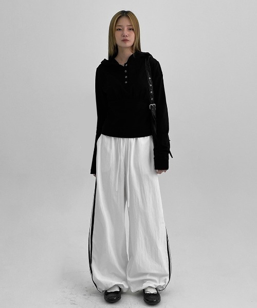 BLACKUP（ブラックアップ）の「[MADE] チェロボタンパーカー長袖Tシャツ（パーカー・レディース・グレー/ブラック・ONESIZE）」の11枚目の写真