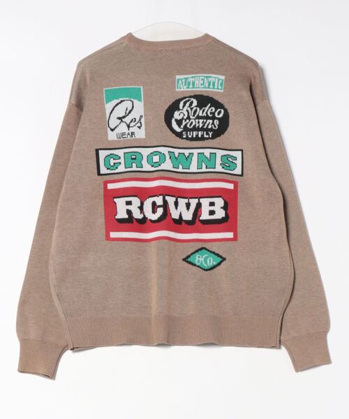 RODEO CROWNS WIDE BOWL（ロデオクラウンズワイドボウル）の「SIGNSダブルジャガードニットトップス（ニット/セーター・メンズ・ダークベージュ/ブラック/グレー×ホワイト・LARGE/MEDIUM）」の22枚目の写真
