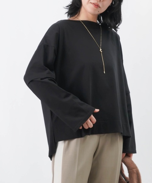 【セール】LC/LLL 袖切替ワイドプルオーバー / サイドスリットワイドロンTee（Tシャツ/カットソー）｜LUCA/LADY LUCK LUCA（ルカ/レディラックルカ）